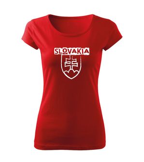 DRAGOWA T-shirt da donna Emblema slovacco con scritta, rosso 150g/m2