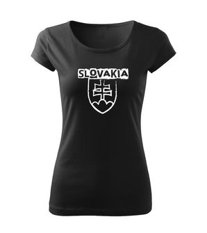 DRAGOWA T-shirt da donna Emblema slovacco con scritta, nero 150g/m2