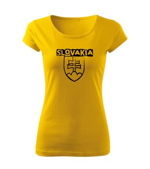 DRAGOWA T-shirt da donna Emblema slovacco con scritta, giallo 150g/m2