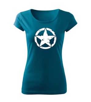 DRAGOWA t-shirt donna star, blu petrolio 150g/m2