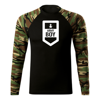 DRAGOWA Fit-T T-shirt a manica lunga, ragazzo dell'esercito, terra di bosco 160g/m2