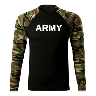 DRAGOWA Fit-T maglietta militare a maniche lunghe, woodland 160g/m2