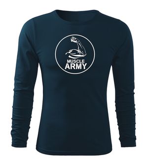 DRAGOWA Fit-T t-shirt a manica lunga con muscoli e bicipiti, blu scuro 160g/m2