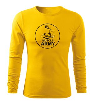 DRAGOWA Fit-T camicia a maniche lunghe per bicipiti muscolari, giallo 160g/m2