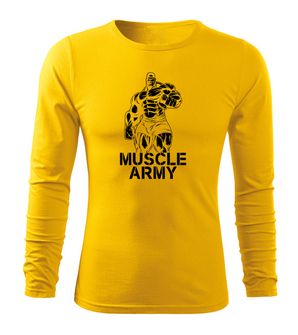 DRAGOWA Fit-T maglia a maniche lunghe muscle army man, gialla 160g/m2