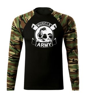 DRAGOWA Fit-T manica lunga muscle army originale, woodland 160g/m2