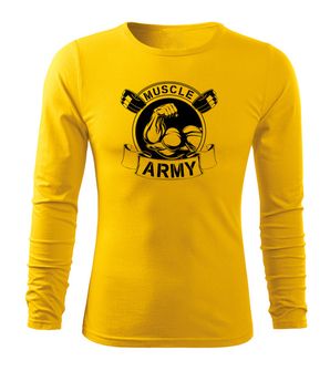 DRAGOWA Fit-T - Maglietta a manica lunga muscle army originale, giallo 160g/m2