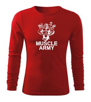 DRAGOWA Fit-T - maglietta manica lunga della squadra muscolare dell'esercito, rosso 160g/m2