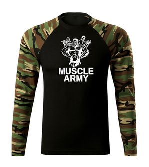 DRAGOWA Fit-T - maglietta a manica lunga della squadra muscolare dell'esercito, terra di bosco 160g/m2