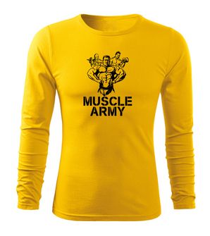 DRAGOWA Fit-T maglietta muscolare a manica lunga della squadra dell'esercito, giallo 160g/m2