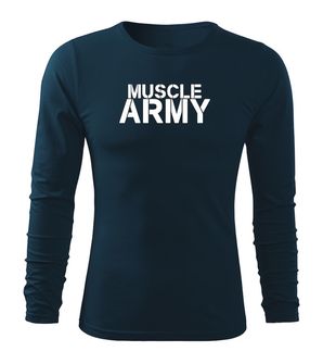 DRAGOWA Fit-T - T-shirt muscle army a manica lunga, blu navy 160g/m2