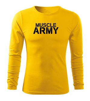 DRAGOWA Fit-T maglia a maniche lunghe muscle army, gialla 160g/m2