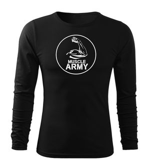 DRAGOWA Fit-T T-shirt a manica lunga con muscoli e bicipiti, nero 160g/m2