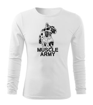 DRAGOWA Fit-T T-shirt uomo muscolare a manica lunga, bianco 160g/m2