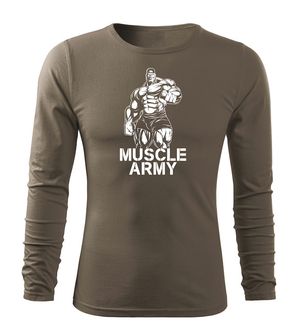 DRAGOWA Fit-T T-shirt uomo muscolare a manica lunga, oliva 160g/m2