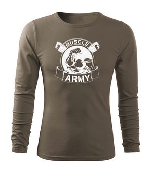 DRAGOWA Fit-T T-shirt a maniche lunghe muscolare originale dell'esercito, oliva 160g/m2