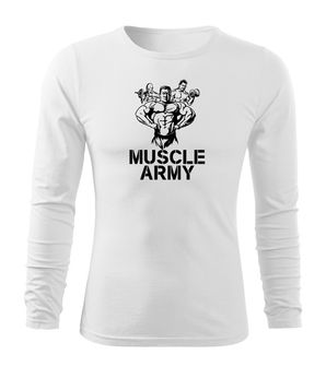 DRAGOWA Fit-T T-shirt a manica lunga della squadra muscolare dell'esercito, bianco 160g/m2