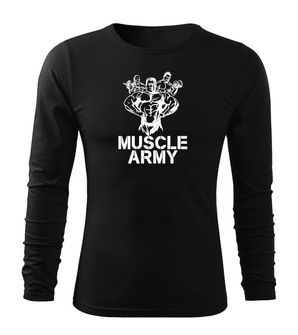 DRAGOWA Fit-T T-shirt a manica lunga della squadra muscolare dell'esercito, nero 160g/m2