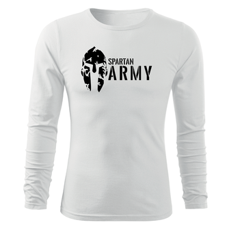DRAGOWA Fit-T maglia a maniche lunghe spartan army, bianca 160g/m2