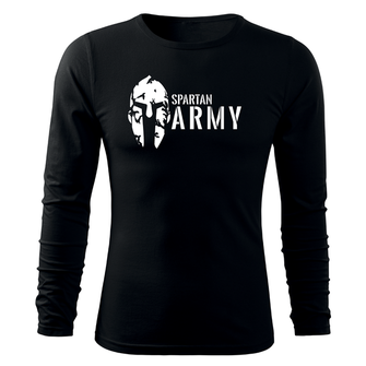 DRAGOWA Fit-T maglia a maniche lunghe spartan army, nera 160g/m2