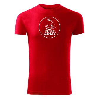 DRAGOWA maglietta fitness muscle army bicipiti, rossa 180g/m2