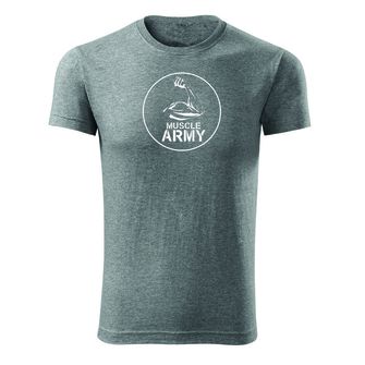 DRAGOWA maglietta fitness muscle army bicipiti, grigio 180g/m2