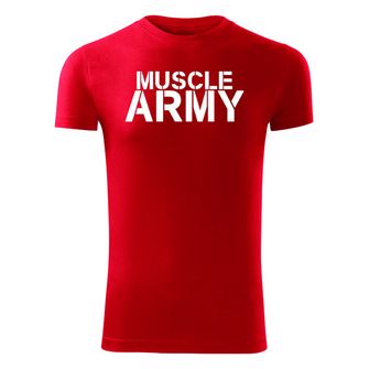 DRAGOWA maglietta fitness muscle army, rossa 180g/m2