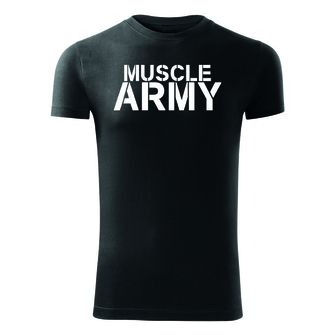 DRAGOWA maglietta fitness muscle army, nera 180g/m2