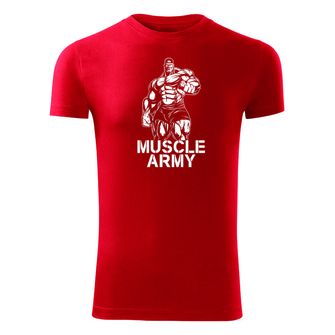 DRAGOWA maglietta fitness muscle army man, rossa 180g/m2