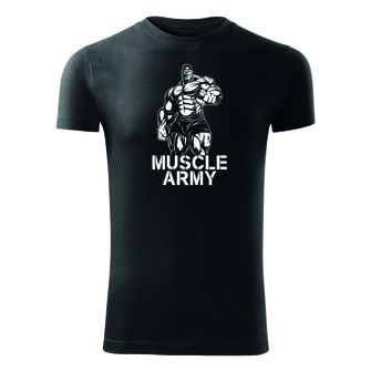 DRAGOWA maglietta fitness muscle army man, nera 180g/m2