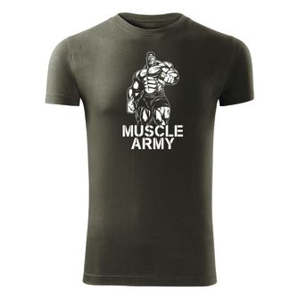 DRAGOWA maglietta fitness muscle army man, oliva 180g/m2