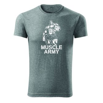 DRAGOWA maglietta fitness muscle army man, grigio 180g/m2