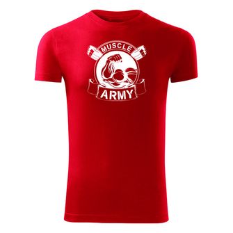 DRAGOWA maglietta fitness muscle army original, rossa 180g/m2
