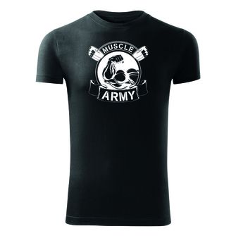 DRAGOWA maglietta fitness muscle army original, nero 180g/m2