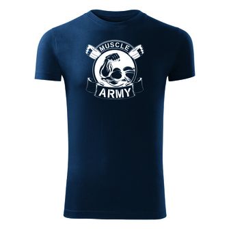 DRAGOWA maglietta fitness muscle army original, blu 180g/m2