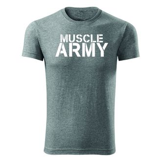 DRAGOWA maglietta fitness muscle army, grigio 180g/m2
