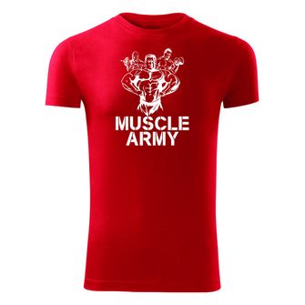 DRAGOWA maglietta fitness muscle army team, rossa 180g/m2