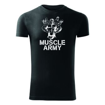 DRAGOWA maglietta fitness muscle army team, nera 180g/m2