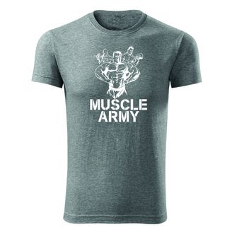 DRAGOWA maglietta fitness muscle army team, grigio 180g/m2