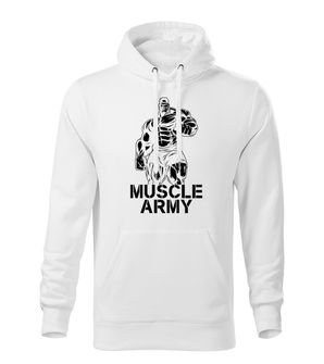 Felpa con cappuccio DRAGOWA muscle army man da uomo, bianco 320g/m2