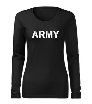 DRAGOWA Slim, maglietta militare a maniche lunghe da donna, nero 160g/m2