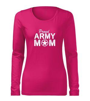 DRAGOWA Slim maglietta da donna a maniche lunghe army mom, rosa 160g/m2