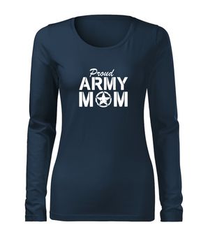 DRAGOWA Slim t-shirt donna manica lunga mamma esercito, blu scuro 160g/m2