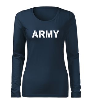 DRAGOWA Slim, maglietta militare a maniche lunghe da donna, blu scuro 160g/m2