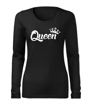 DRAGOWA Slim, t-shirt donna manica lunga queen, nero 160g/m2