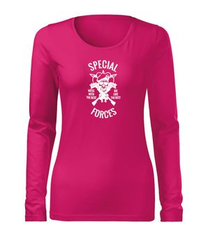 DRAGOWA Slim maglietta da donna a maniche lunghe special forces, rosa 160g/m2