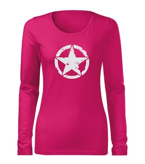 DRAGOWA Slim, t-shirt a maniche lunghe da donna, rosa 160g/m2