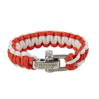 Pentagon braccialetto paracord, rosso-bianco, fibbia in metallo