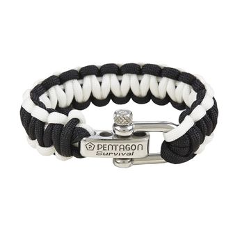 Pentagon braccialetto paracord, nero-bianco, fibbia in metallo