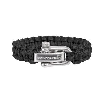 Pentagon braccialetto paracord, nero fibbia in metallo